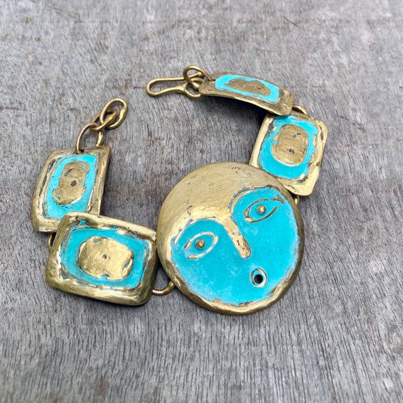 Mask brass bracelet