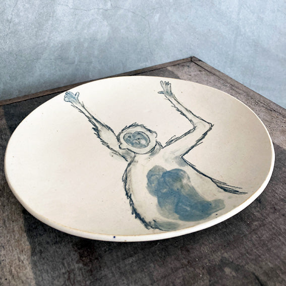 Hand painted monkey plate - big