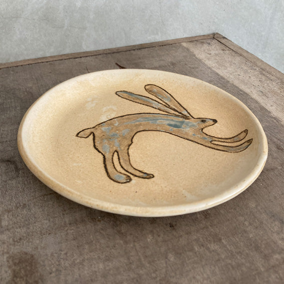 Hand painted rabbit plate - small