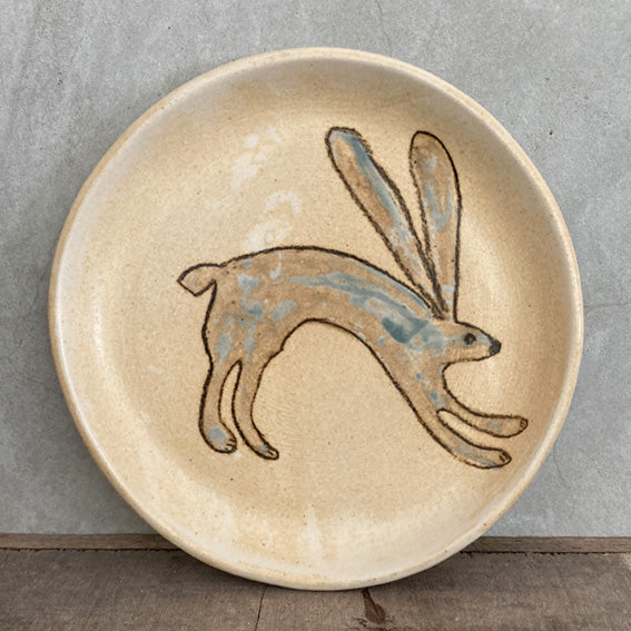 Hand painted rabbit plate - small
