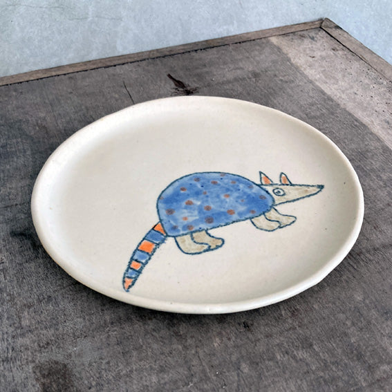 Hand painted armadillo plate - small