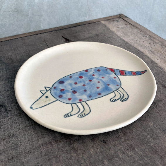 Hand painted armadillo plate - small