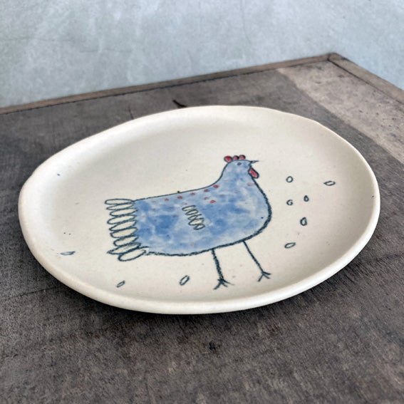 Hand painted hen plate - small
