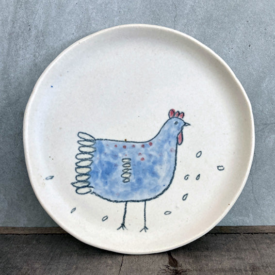 Hand painted hen plate - small