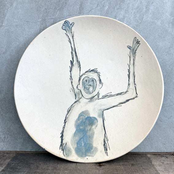Hand painted monkey plate - big