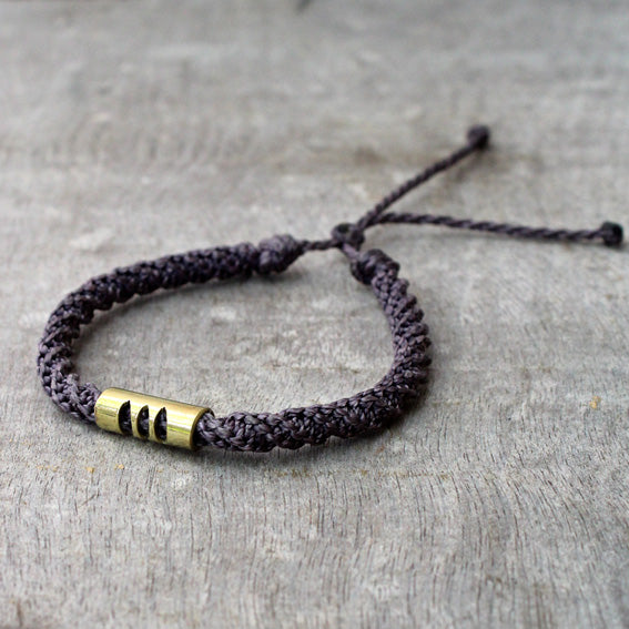 Tube brass & macrame bracelet