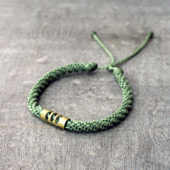 Tube brass & macrame bracelet