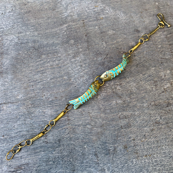 Kissing Fish brass bracelet