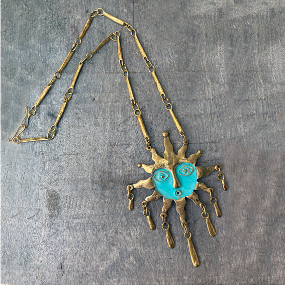 Sun brass necklace