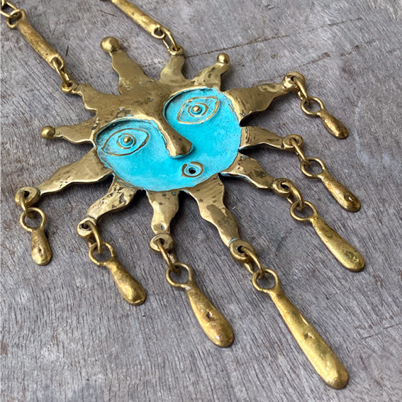 Sun brass necklace