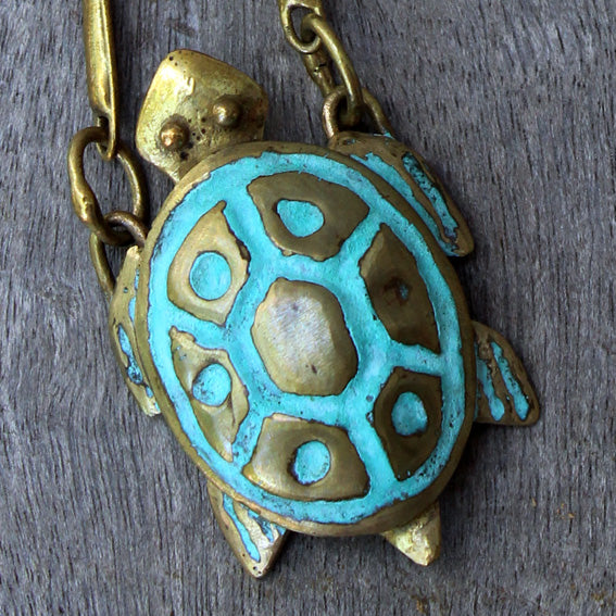 Turtle brass necklace