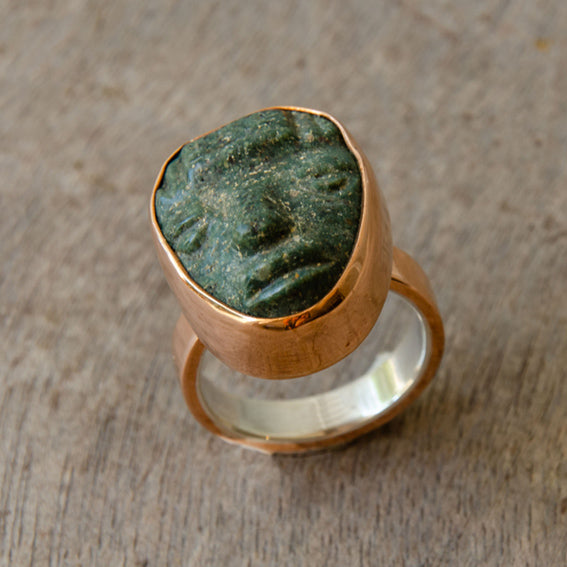 Copper ring with jade