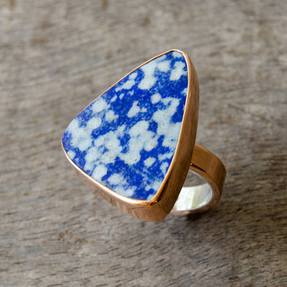 Copper ring with sodalite