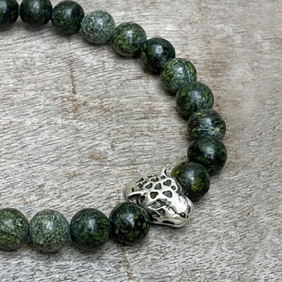Jaguar silver & jade serpentine bracelet