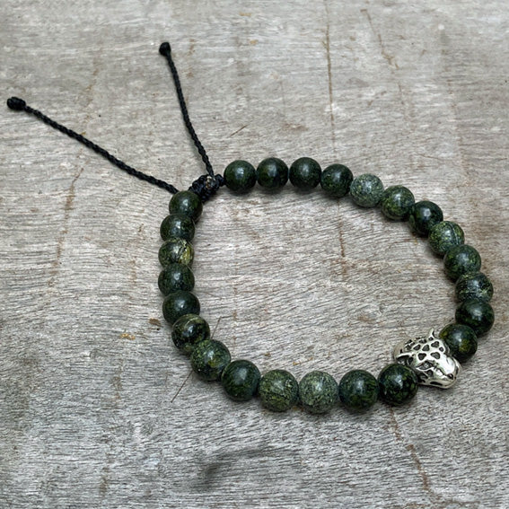 Jaguar silver & jade serpentine bracelet