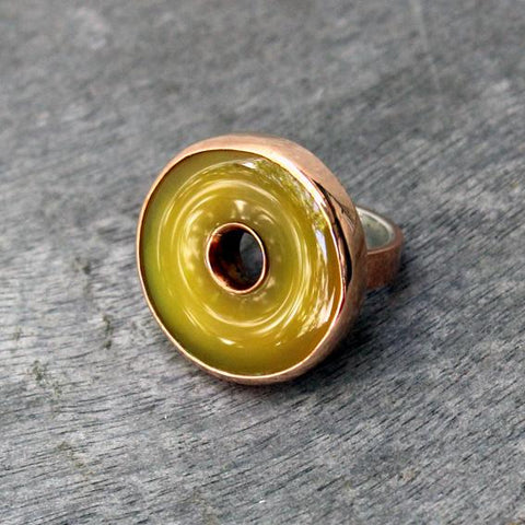Copper ring with yellow agate