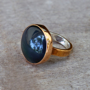 Copper ring with green agate