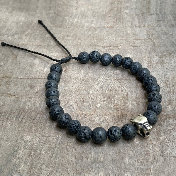 Panther silver & lava stone bracelet