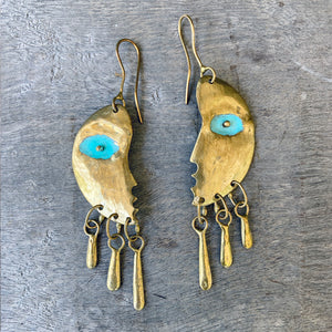 Crescent Moon brass earrings