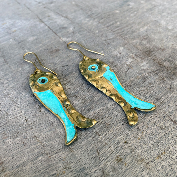 Fish brass earrings