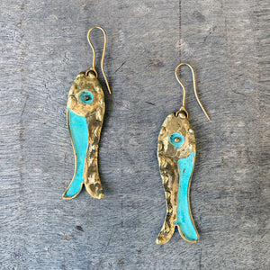 Fish brass earrings