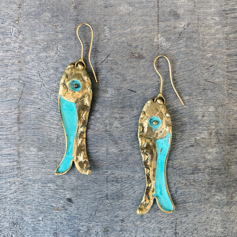 Fish brass earrings