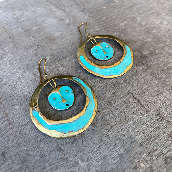 Full Moon brass earrings