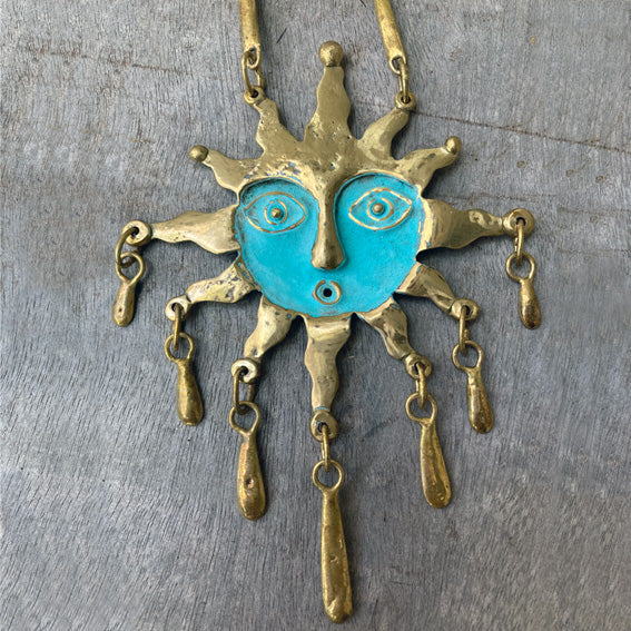 Sun brass necklace