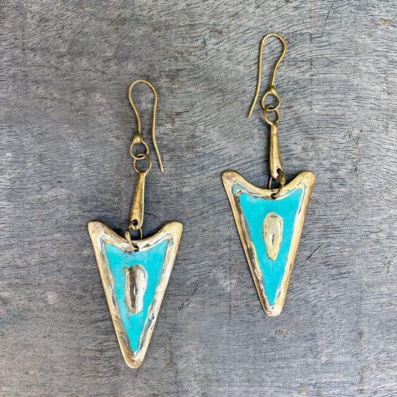 Triangle brass earrings