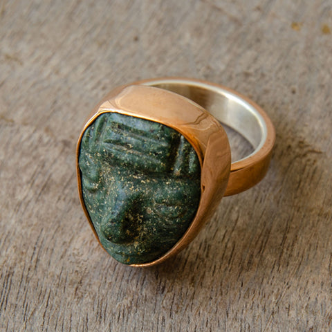 Copper ring with jade