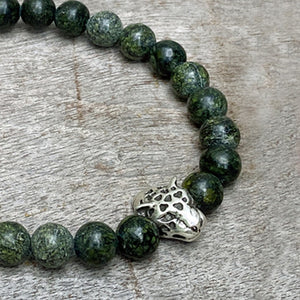 Jaguar silver & jade bracelet