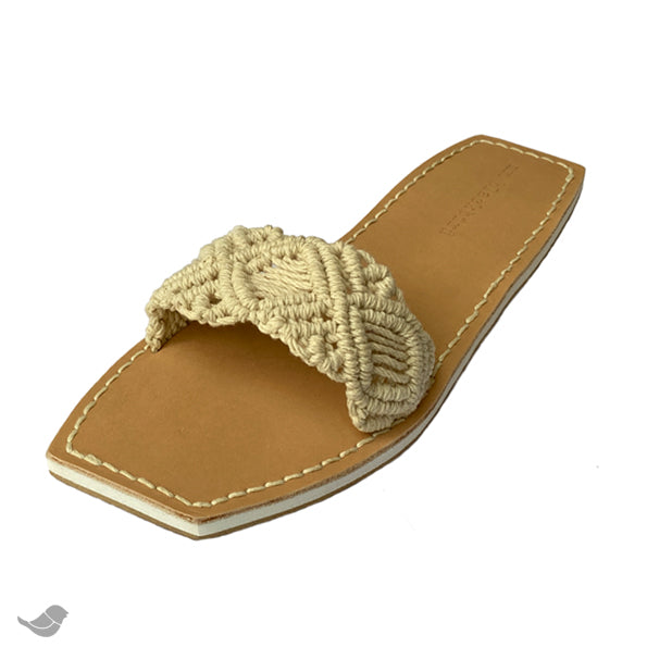Penelope leather & macrame sandals