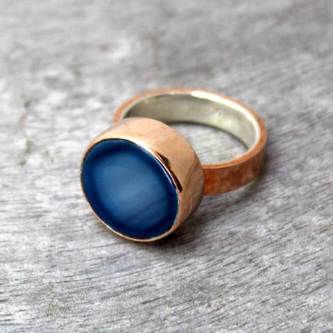 Copper ring with blue agate
