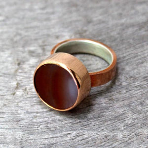Copper ring with red agate