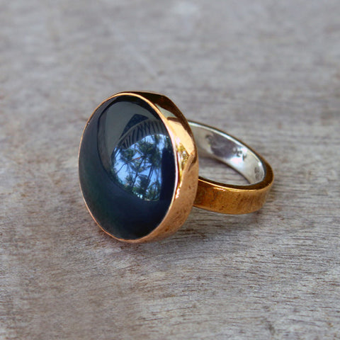 Copper ring with green agate