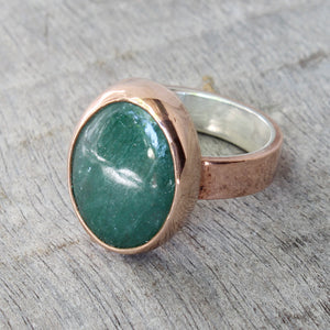 Copper ring with aventurine