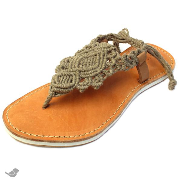 Josephine leather & macrame sandals